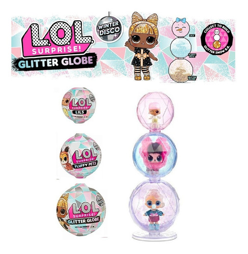 Lol Surprise Winter Disco Glitter Globe Mascota Y Hermanita