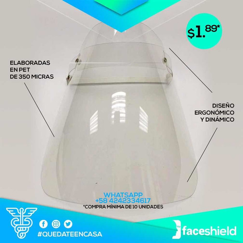Máscara Careta Tapa Boca Faceshield Protector Facial 1,89