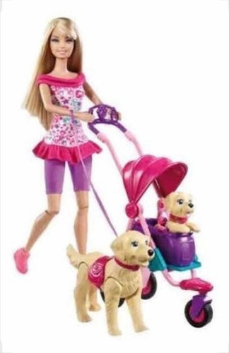 Muñeca Barbie Pasea Perritos 15v