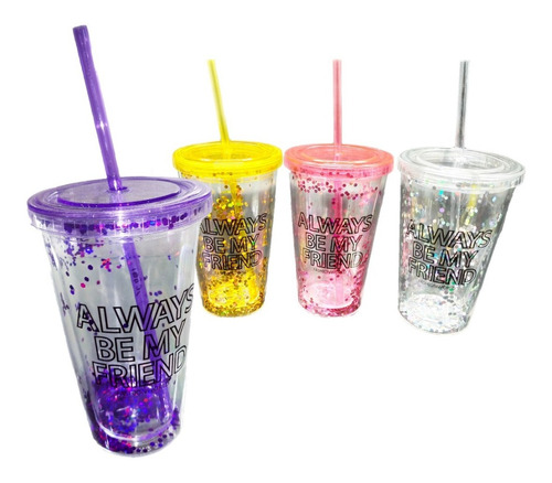 Vaso Termo Cooler Pitillo Brillantes Colores Regalo