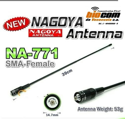 Antena Nagoya 771 Dual Band Vhf Uhf 10w 3db Sma Baofeng