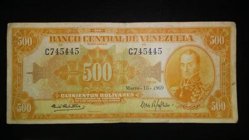 Billete 500 Bolivares Canario 1969