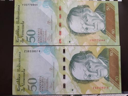 Billete De 50 Bolívares Fuertes Serial Y Z (4 Verdes)