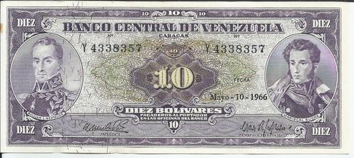 Excelentes Billetes 10 Bolívares. Mayo 10 1966. Serial Y-7