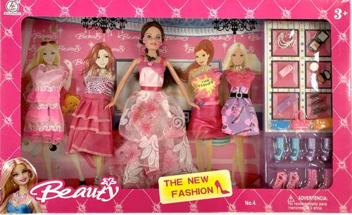 Juguete Muñeca Tipo Barbie 5 Vestidos Y Accesorios Sy8