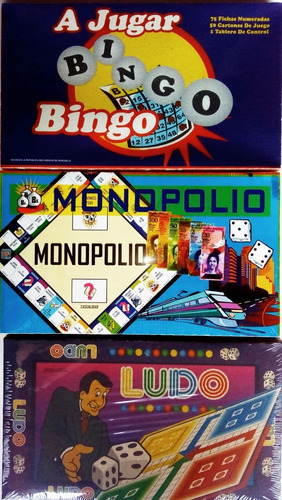 Combo Juego De Mesa Bingo Ludo Monopolio Didáctico Dados