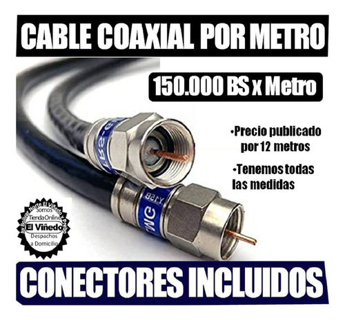 Cable Coaxial Rg6 12 Metros Incluye Conectores Profesionales