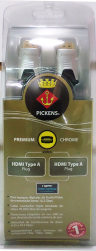 Cable Hdmi A Hdmi 2m Pickens Premium Chrome Profesional