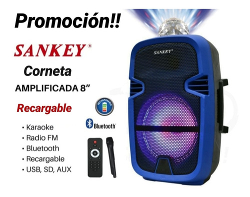 Corneta Sankey Recargable Con Bluetooth Micrófono