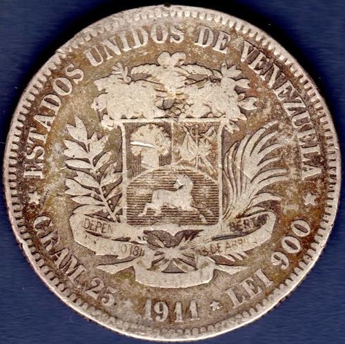 Moneda Fuerte De Plata 5 Bolívares De 1911