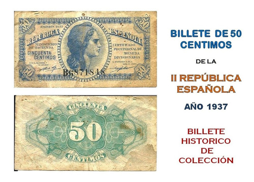 Antiguo Billete 50 Cts Abril 5 De  Ii Republic Española