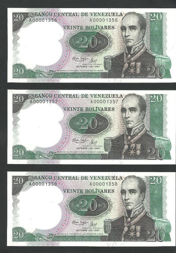 Billete Antiguo Conmemorativo De 20 Bs, Serial Bajo Nivel 2