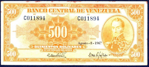 Billete De 500 Bolívares C6 Agosto  Simón Bolívar