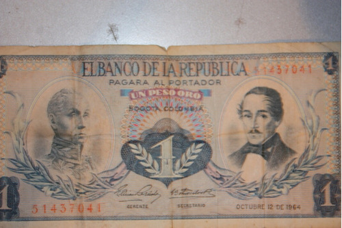 Billete Un Peso Oro De Colombia