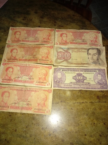 Billetes Antiguos De Colección De 5 10 Y 100 Bolivares