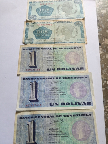 Billetes De 1 Bolívar Y 2 Bolívares