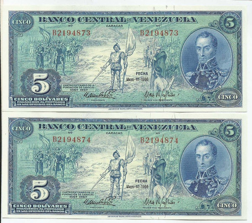 Excelente Billete 5 Bs Bolívares. Mayo 10 Año .