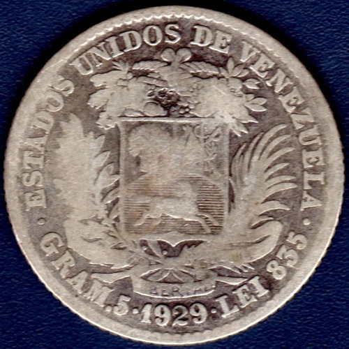 Moneda De Plata De 1 Bolívar Del Año 