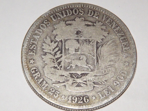 Moneda De Plata. Fuerte 5 Bs Bolívares. Fecha Año 