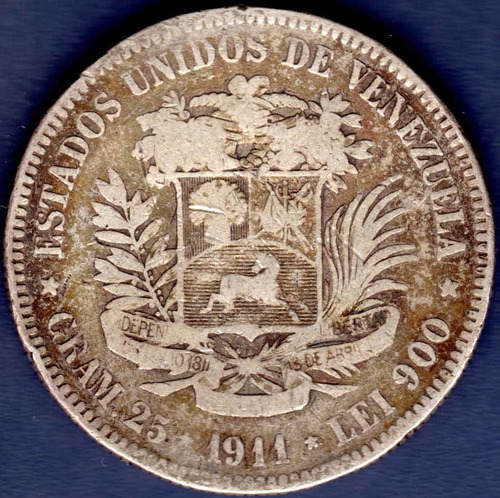 Moneda Fuerte De Plata 5 Bolívares De 