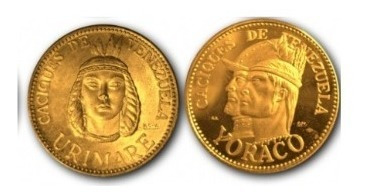Monedas Caciques De Venezuela Urimare Oro 22k