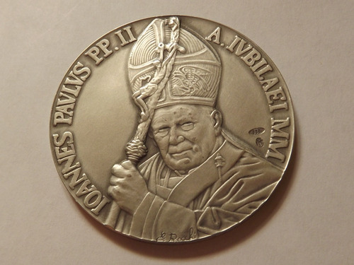 Papa Juan Pablo Ii. Excelente Medalla Plata Jubileo Año