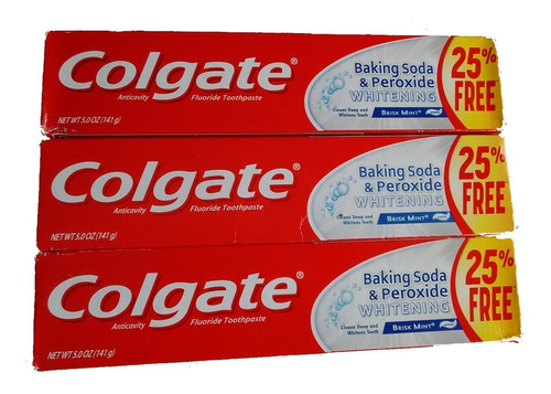 Pasta Dental Colgate Baking Soda & Peróxide Whitening 3pack