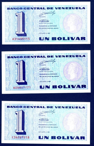 Set Completo De Los Billetes De 1 Bolívar Octubre 5 De 