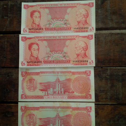 Set De Billetes Antiguos  De Bs 5 Serial Correlativos.