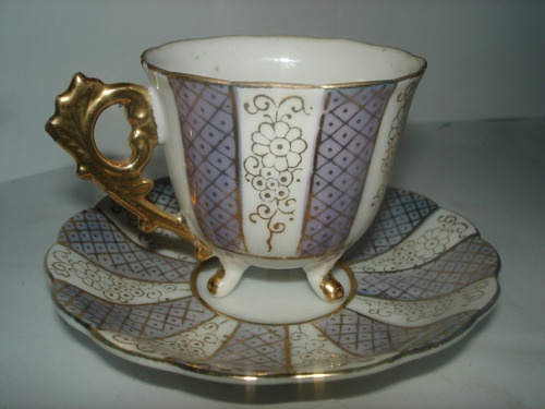 Taza Y Plato De Coleccion Color Blanco Destaques En Oro Buen