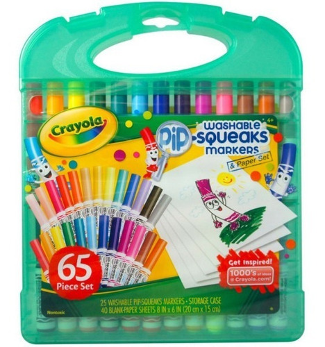 Crayola Maletin Para Niños Set 65 Piezas Pip Squeaks Verde