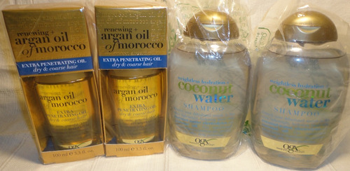 Ogx Combo Aceite Argan 2unds + 2 Shampoo Coconut Water Eeuu