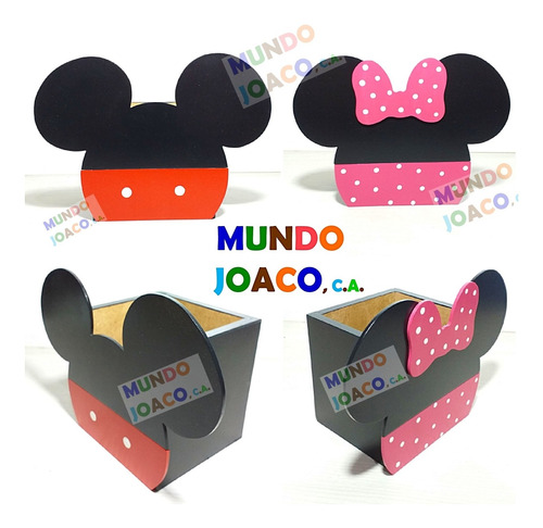 Caja Cotillón Recuerdos Mdf Tema Mickey Minie Mundo Joaco