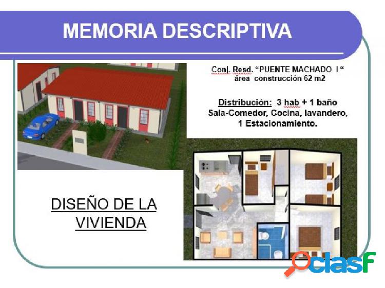 Se vende casa 62m2 3h/1b/1p Tacarigua