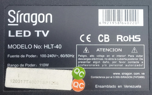 Repuestos Para Tv Hlt-40 Siragon