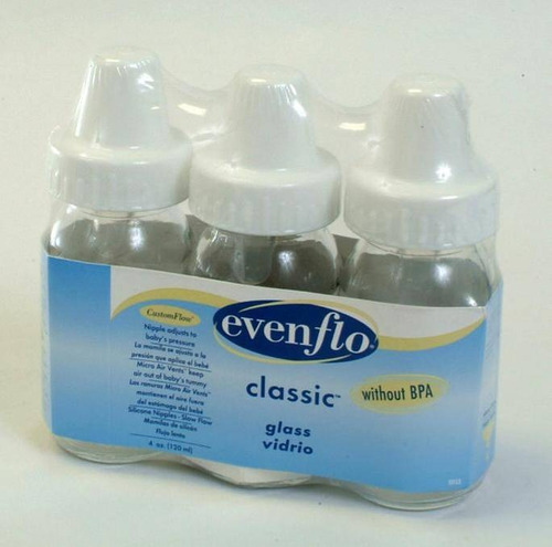 Set De 3 Teteros De Vidrio Marca Evenflo De 4 Oz