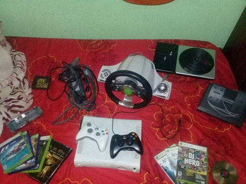 Xbox 360 Con Volante Y Dj Incluído Más 2 Controles Y 9
