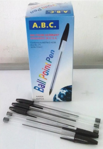 Bolígrafos Lapiceros Azul Y Negro Marca Abc Caja X 50 Unds