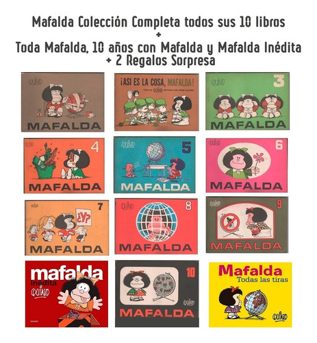 Mafalda - Colección Completa - 13 Libros + 2 Regalos