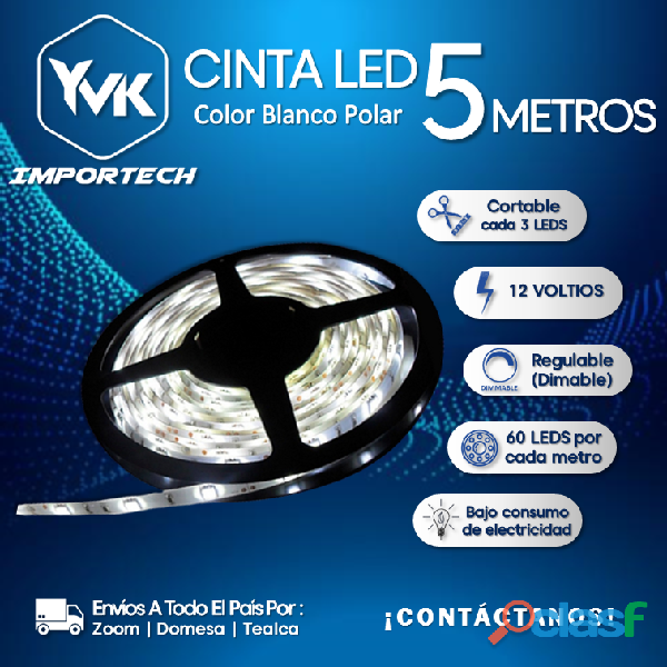 CINTA LED COLOR: BLANCO POLAR de 5 METROS