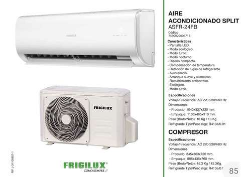 Aire Acondicionado Split  Btu Frigilux