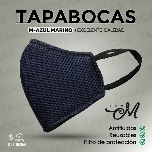 Tapabocas Con Malla + Filtro + Neopreno - 3 Unidades