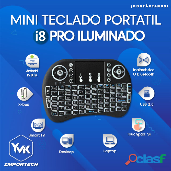 Mini Teclado Portatil I8 Pro Iluminado