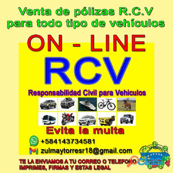 Póliza RCV ONLINE para todo tipo de vehículos