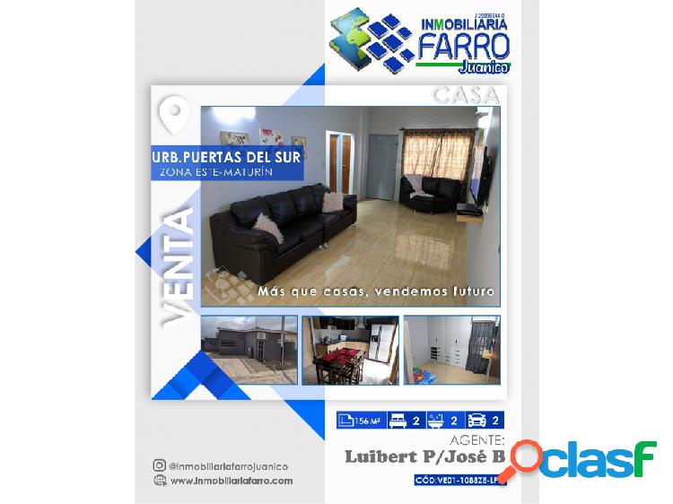 SE VENDE CASA URB. PUERTAS DEL SUR VE01-1088ZE-LPR