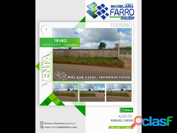 SE VENDE TERRENO EN TIPURO, MATURÍN VE01-1112ZN-MF