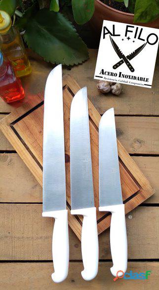 3 Cuchillos Bisteceros en acero inoxidable