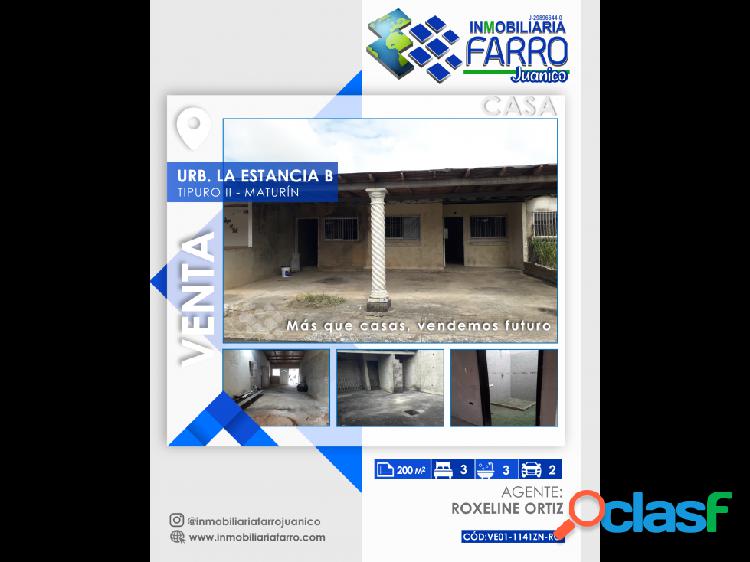 SE VENDE CASA OBRA GRIS LA ESTANCIA, TIPURO II MATURÍN