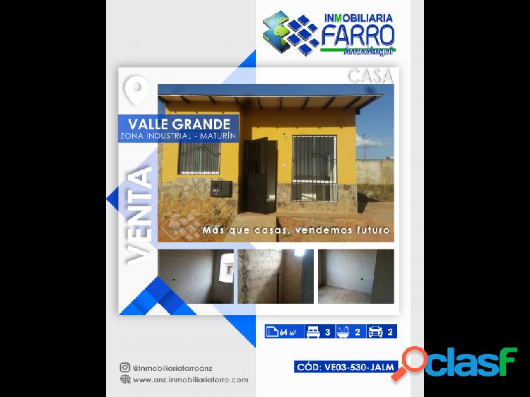 EN VENTA CASA EN ZONA INDUSTRIAL. MATURÍN. VE03-530-JALM