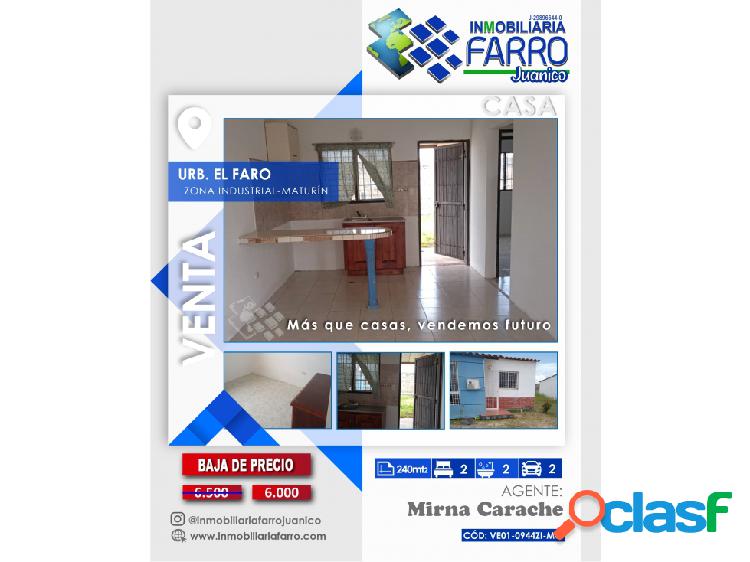 SE ALQUILA CON OPCION A COMPRA CASA EN URB EL FARO